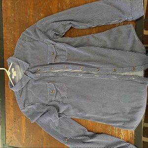 Button down blue and white striped shirt